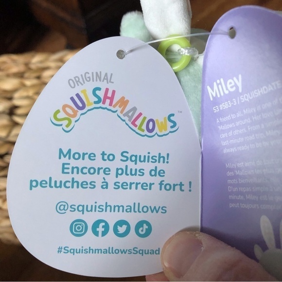 Squishmallows Miley the Llama with easter bunny ears 3” clip - Picture 5 of 8
